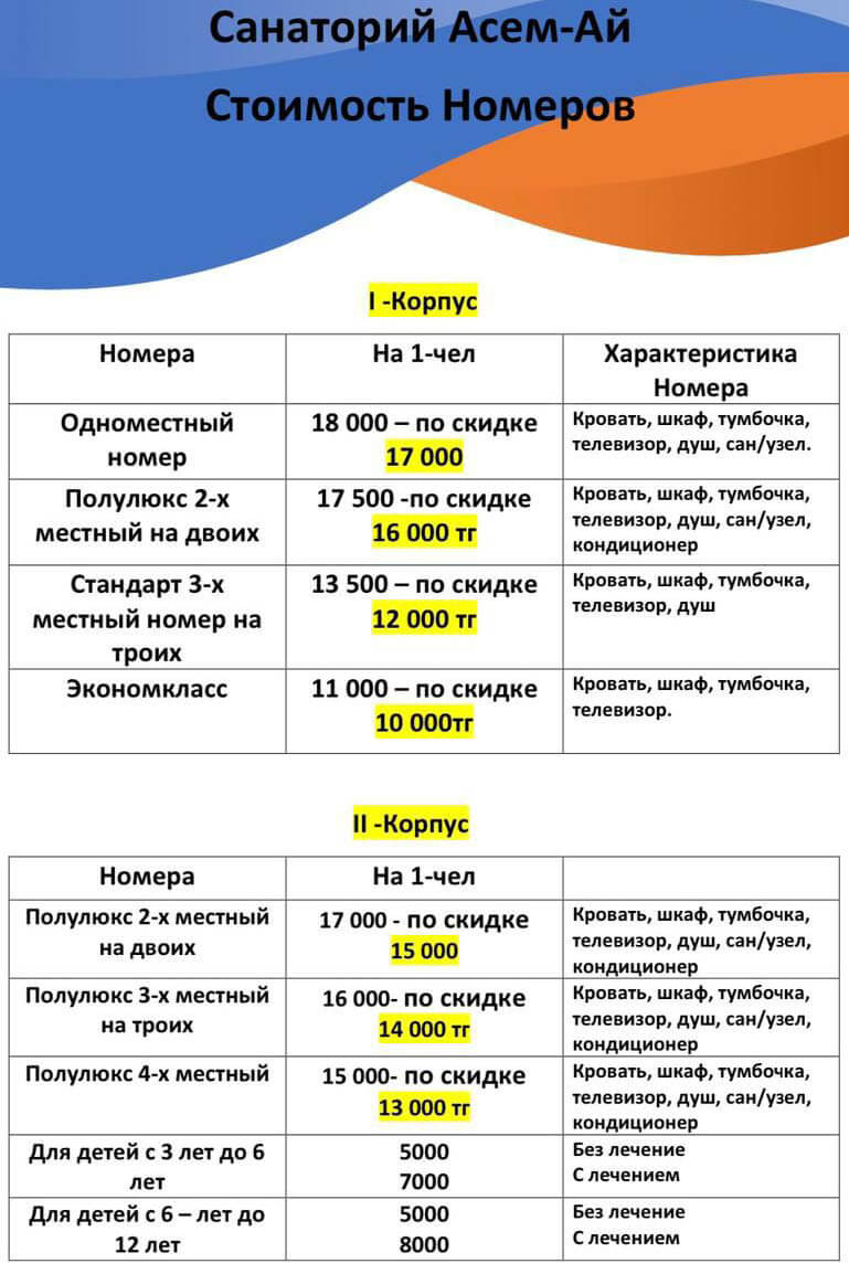 Санаторий Асемай Сарыагаш. Прайс Санаторий Асемай Сарыагаш. Прайс